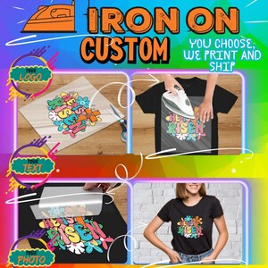a poster for iron on custom t - shirts