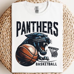 a t - shirt with a panther's basketball on it