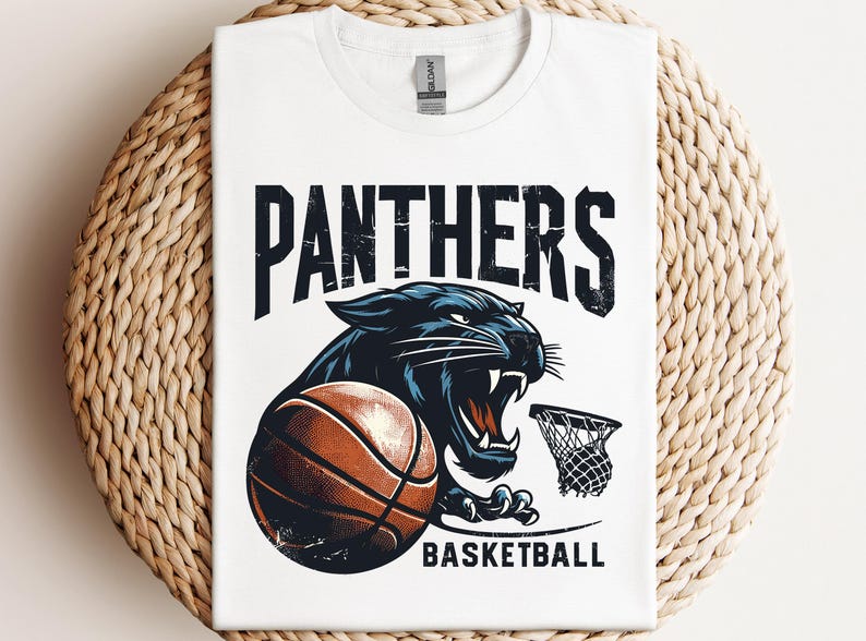 a t - shirt with a panther's basketball on it