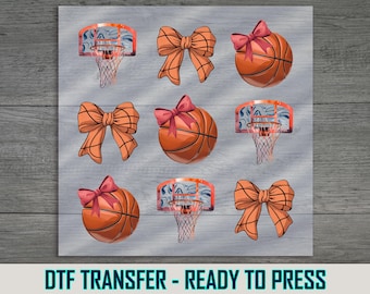 Basketball Bow Set DTF Transfer: Ready to Press Sports Art