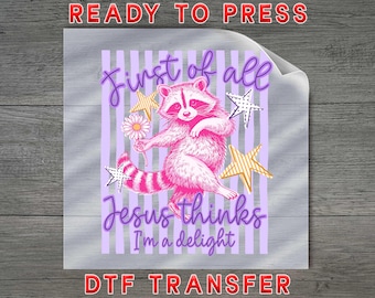 Transfert DTF Jesus Thinks Delight, presse à citations BCBG pour le bricolage de vêtements