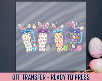 Easter Bunny Cup DTF Transfer: Pastel Spring Design