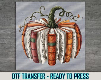 Fall Books Pumpkin DTF Transfer: Cozy Autumn Reading Shirt Decal