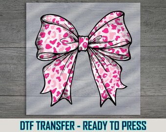 Pink Leopard Bow DTF Transfer: Trendy Girly Shirt Design