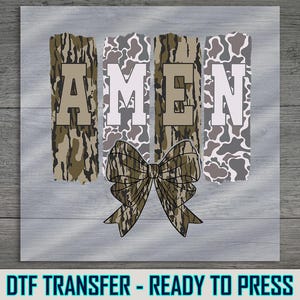 Christian Amen DTF Transfer, Military Style, Rustic Faith (Ready to Press)