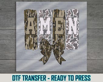 Christian Amen DTF Transfer, Military Style, Rustic Faith (Ready to Press)