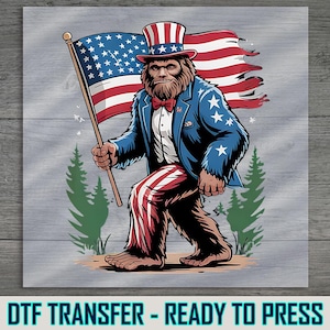 American Bigfoot DTF Transfer: Uncle Sam USA Flag Design
