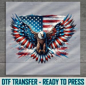 Patriotic Eagle DTF Transfer: USA Flag, 4th of July Shirt