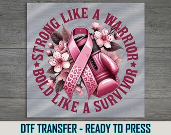 Pink Gloves DTF Transfer, Breast Cancer Survivor Ready To Press Apparel Print