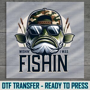 Military Style Hat Fish Design DTF Transfer: Fishing Apparel