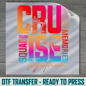 Cruise Squad 2026 DTF Transfer: Sunset Ship Design, DIY Vacation Shirt Bild 1