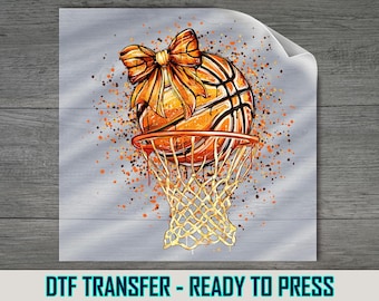 Basketball Bow DTF Transfer, Girly Coquette Sports Apparel Shirt Press
