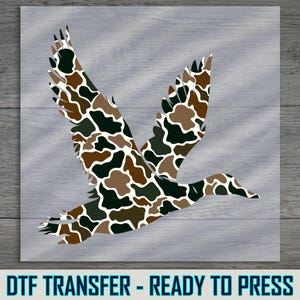 Camo Duck Silhouette DTF Transfer: Hunting Design
