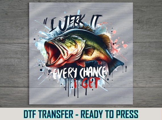 Funny Bass Fish DTF Transfer: Fishing Apparel Design