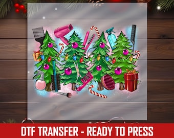 Hairstylist Christmas Tree DTF Transfer, Salon Tools, Ready to Press