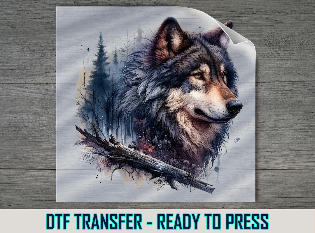 Woodland Wolf DTF Transfer, Forest Art, Mystic Predator (custom Sizes ...