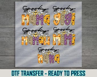 Halloween Mama DTF Transfer, Spooky Mom Season Sweatshirt Iron On Ready To Press