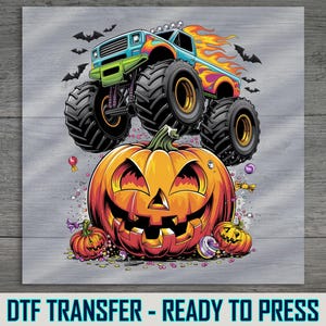 Monster Truck Halloween Transfer - Fun Pumpkin Fall Design