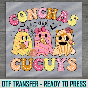 Conchas Cucuy Halloween DTF Transfer, Ready To Press, Cute Ghost and Conchas Design, Perfect for Halloween Apparel, Easy DIY Shirt