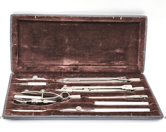 Vintage KIN Precis 627 Drawing Instruments, Mechanical Drafting Set, Architectural, Engineering Drafting Tools, Compass Set, Drawing Kit