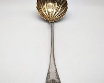 Antique Victorian Silver Plated Berry Ladle, Shell Shaped Serving Spoon, Large Perforated Serving Ladle