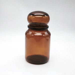 Vintage Apothecary Jar, Brown Glass Bottle With Lid, Amber Colour Pharmacy Jar, Decorative Glass Container, Vintage Storage Jar
