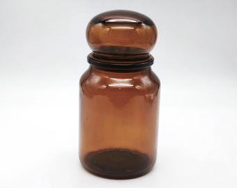 リサイクルされた琥珀色のガラスの薬瓶：茶色のガラス収納 - 英国製