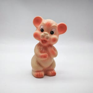 Vintage BREV Rubber Toy, Mid-Century Squeaky Teddy, Cute Vinyl Animal Made In Italy, Squeezable Rubber Bear, Collectable Toy