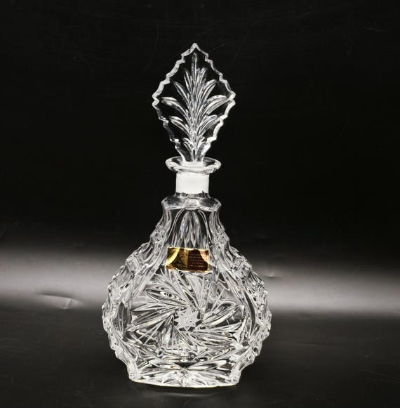 Petite Carafe Ancienne En Cristal Avec Bouchon – État Excellent