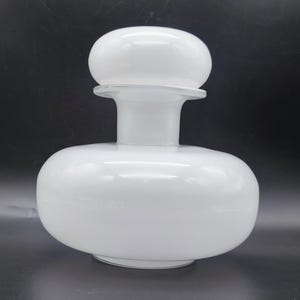 Vintage Tarnowiec Art Glass Vase, Milk White Decanter With Stopper By J. Jerzy Słuczan Orkusz, Polish Decorative Vase With,  White Decanter