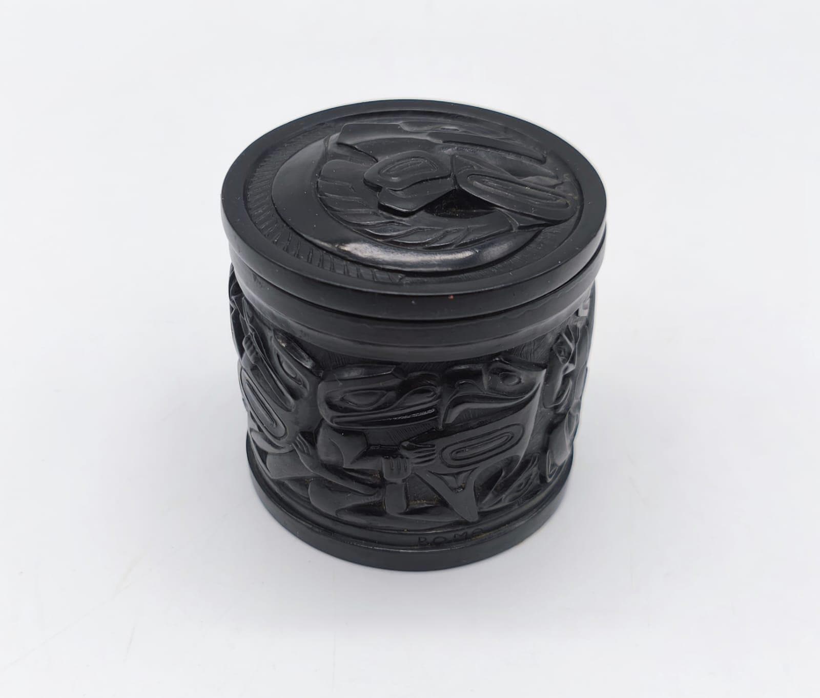 ドラム缶remakeBOX！ブラック Vintage BOMA Canada Black Resin Box, Killer Whale Trinket Box