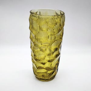 Vintage OKULUS Vase by Jan Sylwester Drost, Ząbkowice Glassworks Amber Green Vase, Polish Art Glass, Amber Ice Bark Centrepiece