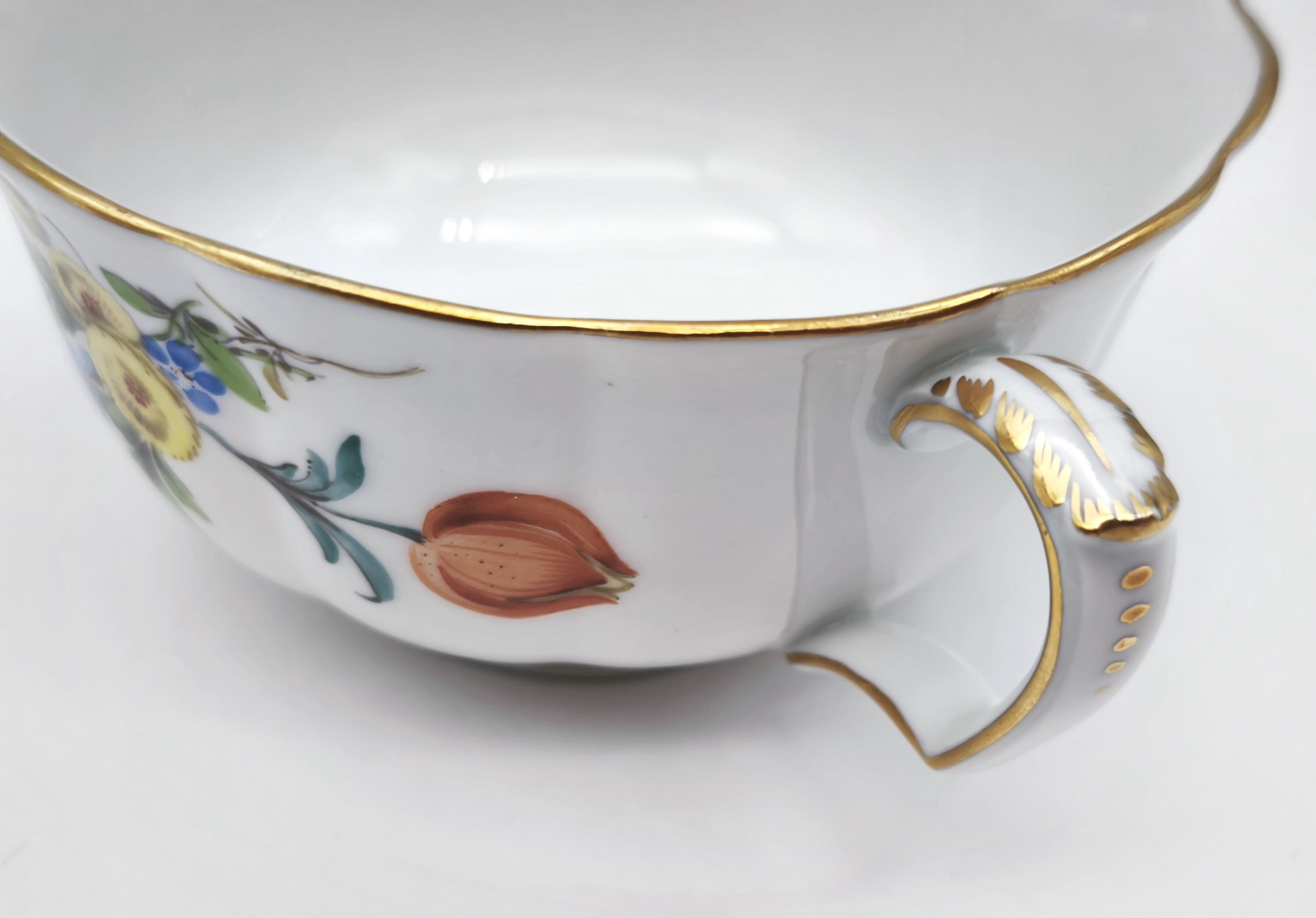 Antique Meissen Porcelain Trio - Cup, Saucer and Plate Set, Hand