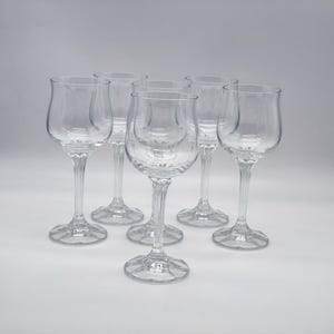 Vintage WMF Diana Crystal Glasses, Set Of Six Wine Glasses, Clear Glass Goblets, Tulip Liquor Glass, Lead Crystal Bar Glasses, Original Box