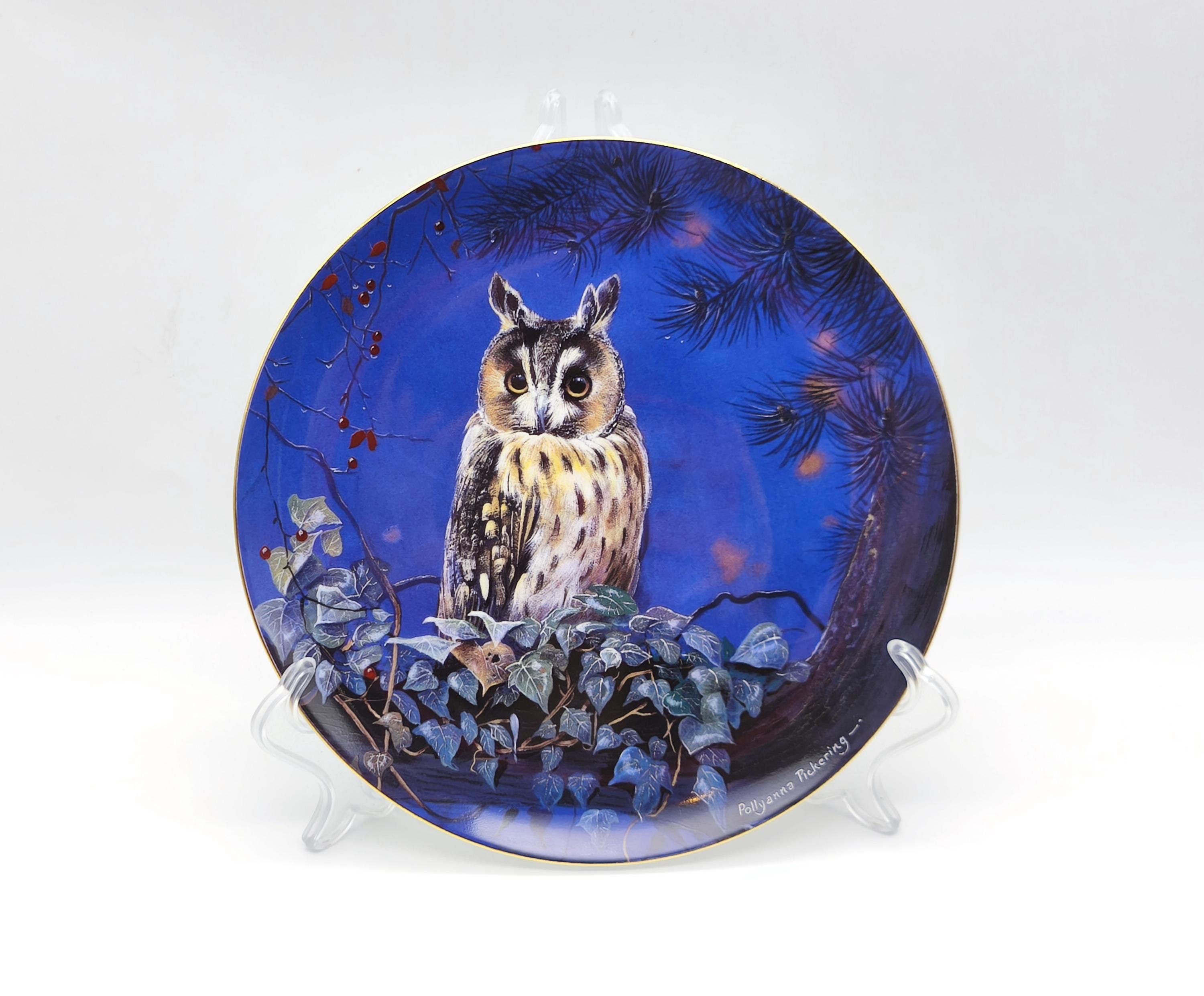 Vintage Wedgwood "Moonlight Study" Owl Plate by Pollyanna Pickering, Long-Eared Owl Decor,
