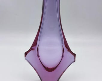 Vintage Miloslav Klinger Vase, Purple Crystal Flower Vase, Zelezny Brod Sklo Glass, Bohemian Art Glass Centrepiece, Czech Alexandrite Vase
