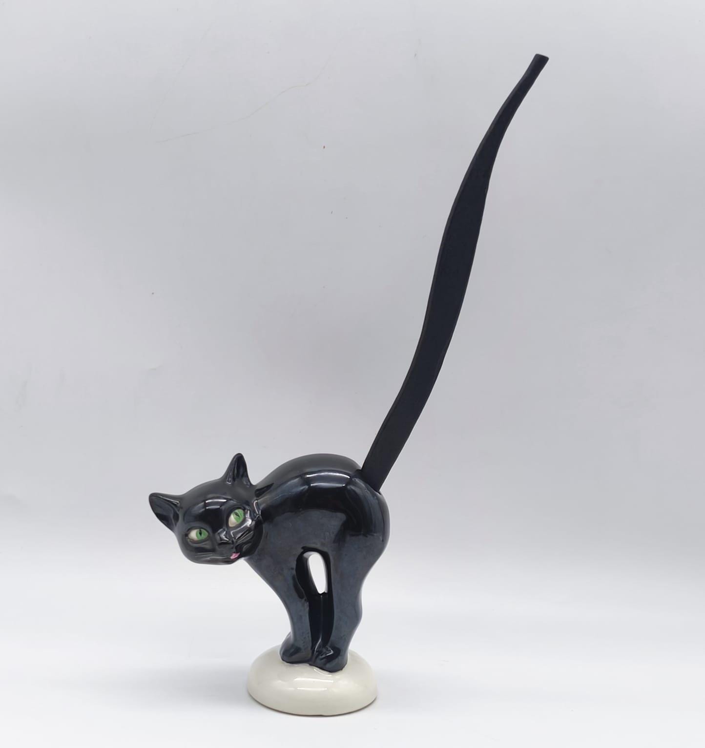Vintage Goebel Black Cat Pretzel Holder, 1950s German Porcelain