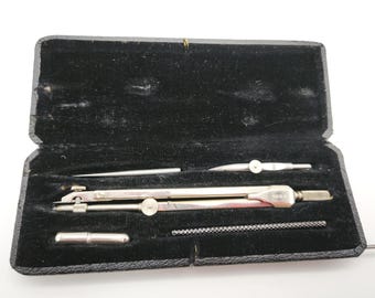 Vintage D.R.G.M. Compass Set, Exact Technical Drawing Instruments, Adrian Brugger Drafting Set, Engineering Tools, Compass Set, Drawing Kit