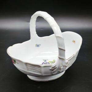 Vintage Rosenthal Bavaria Porcelain Basket, ArtDeco Centrepiece, Antique Decorative Bowl With Handle, Floral Rosenthal Dish