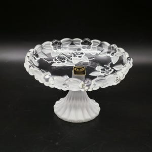 Walther Glas Vintage Compote, Crystal Carmen Cake Stand, Frosted Glass Footed Compote, Kristallglas Pedestal Dish, Cristallin Partypatte