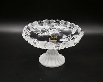 Walther Glas Vintage Compote, Crystal Carmen Cake Stand, Frosted Glass Footed Compote, Kristallglas Pedestal Dish, Cristallin Partypatte