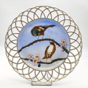 Vintage Hutschenreuther  Presentation Plate, Hand-Painted German Porcelain Plate, Bird Pattern Decorative Plate, Antique Home Décor