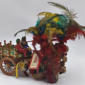 Vintage handgefertigte sizilianische Wagen, Francesco Montoro MOD.A-1 Carrettino Siciliano, sizilianische Volkskunst Holzwagen