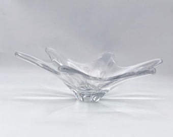 Vintage Baccarat 'Stella' Crystal Bowl, Large French Mid-Century Modern Starfish Centrepiece, Luxury Art Glass, French 'Splash' Bow