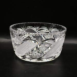Vintage Polish Lead Crystal Bowl, Hand-Cut Heavy Crystal Fruit Bowl, Large Clear Glass Centrepiece, Round Serving Dish
