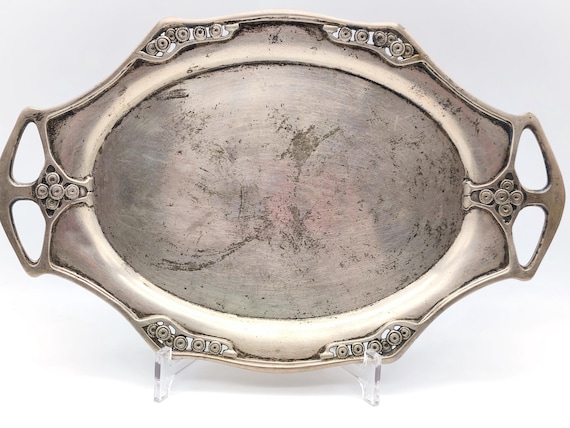 Antique M. H. Wilkins & Söhne Silver Tray,  J.H. HERMERDINGER  800 Serving Platter, German Antique  Silverware, Collectable Silver Plate