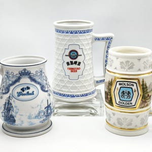 Vintage Franklin Mint Oficial Presentation Beer Mugs, Grolsch Tankard, Tsingtao Stein, Molson Golden Beer Mug, Collectable Beer Stein