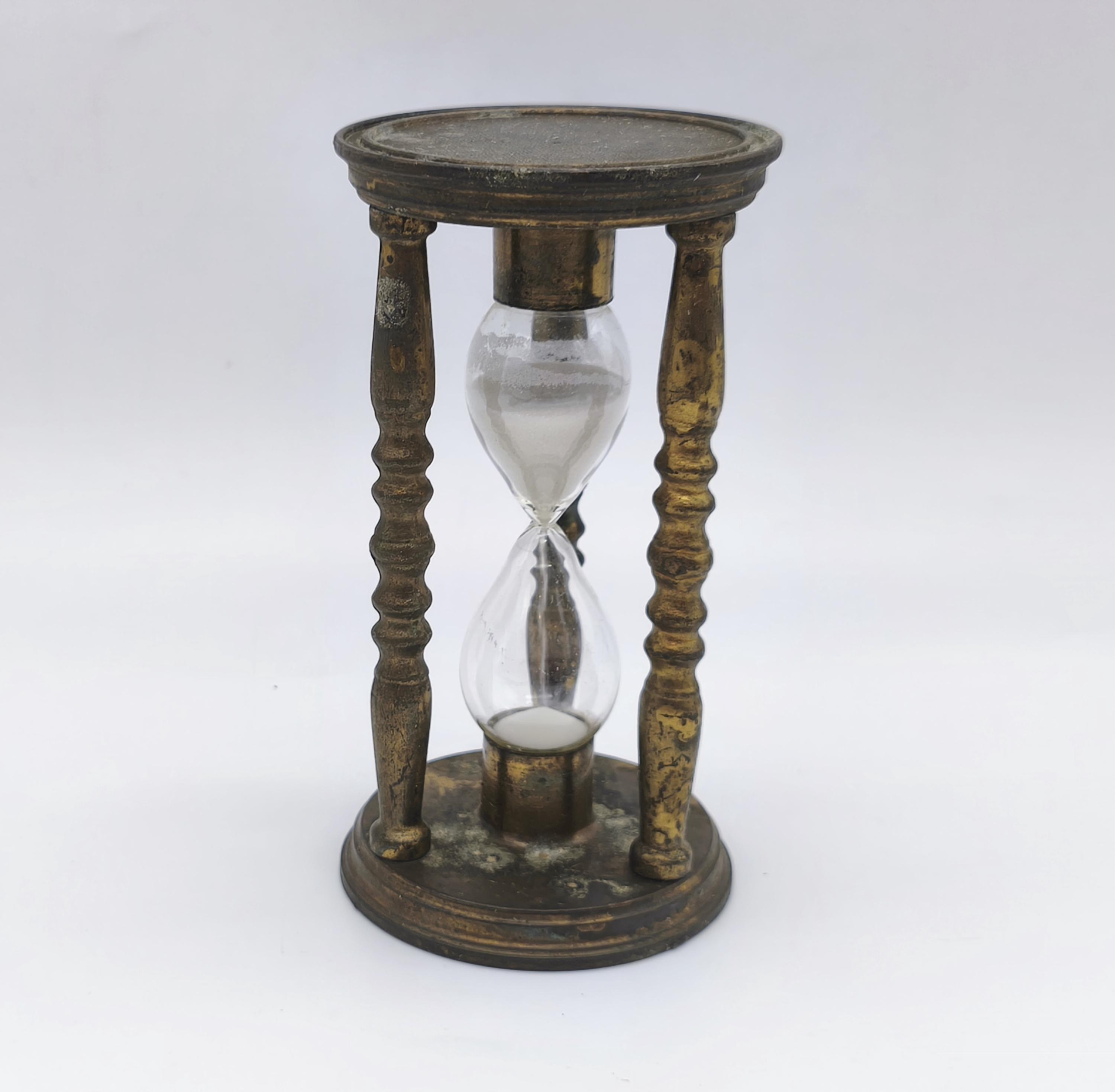 Reloj de arena de latón antiguo, reloj de arena victoriano, reloj