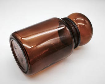 ビンテージ レトロ 色ガラス瓶 薬瓶 医療瓶 蓋付き ヴィンテージの薬瓶、蓋付き茶色のガラス瓶、琥珀色の薬瓶、装飾ガラス