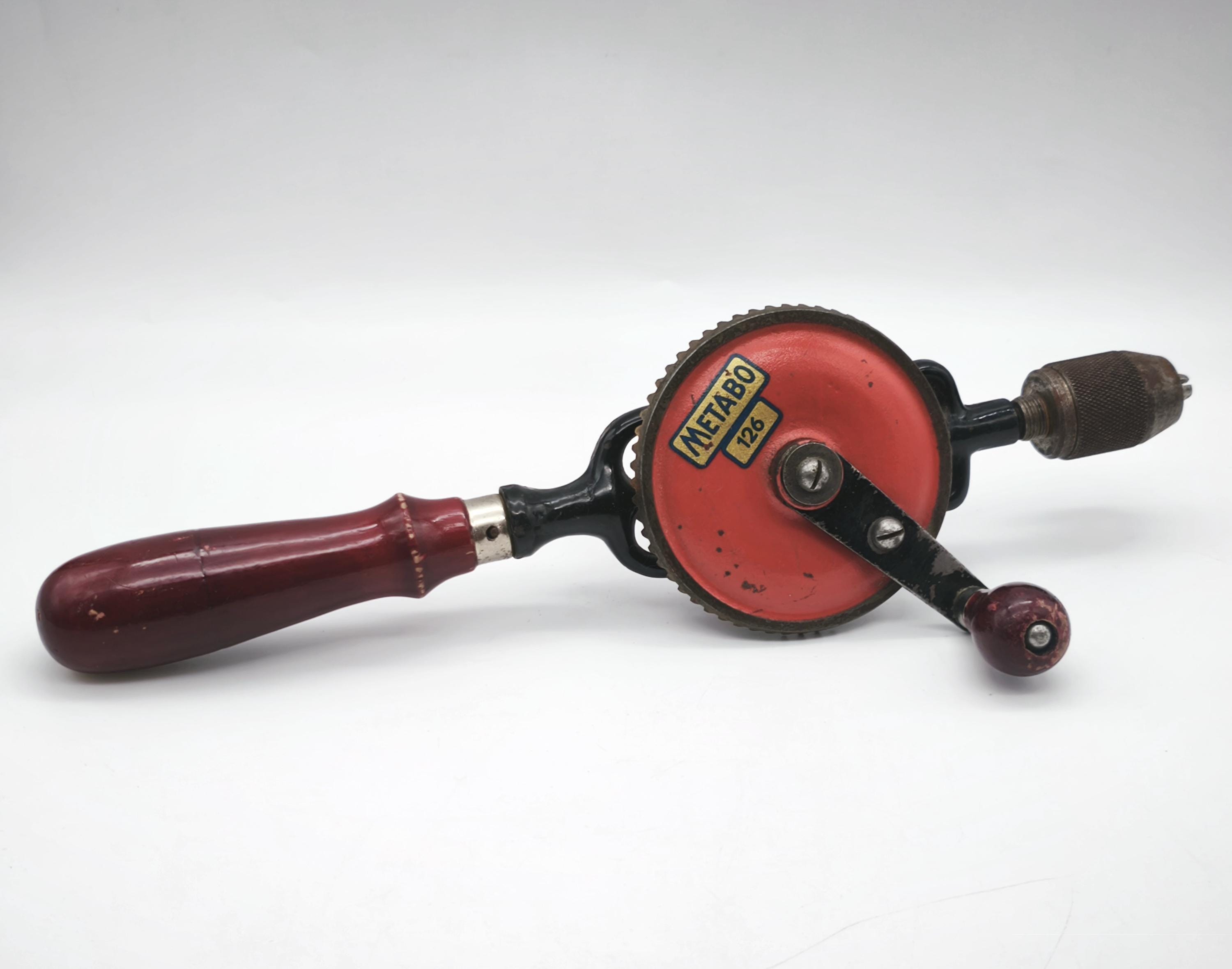 Vintage Metabo No. 126 Hand Drill,  Mid-Century "Egg Beater" Drill, German Woodworking Hand Tool, Manual Drill